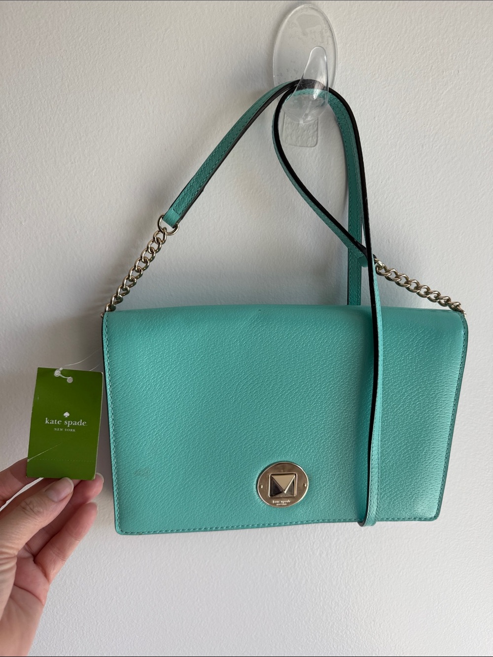 kate spade teal crossbody bag with silver-tone hardware